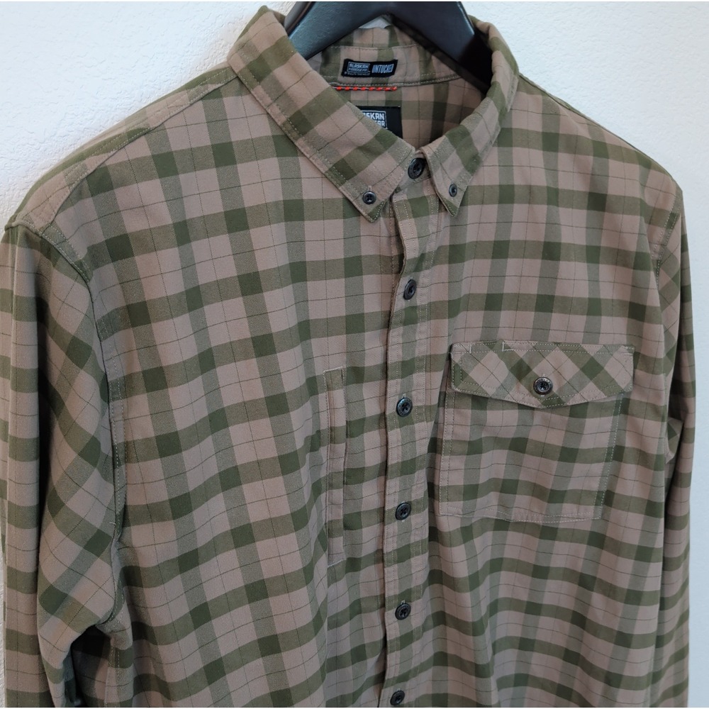 Alaskan Hardgear Duluth Untucked Performance Shirt 2XL Green Khaki Plaid 53800
